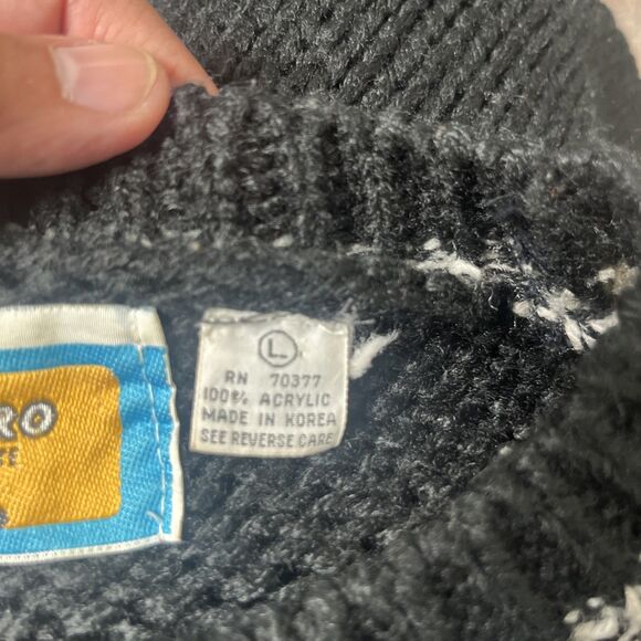 CODE ZERO Men’s Acrylic Geometric 1980’s Sweater Leather Patches Size Large - Picture 13 of 13